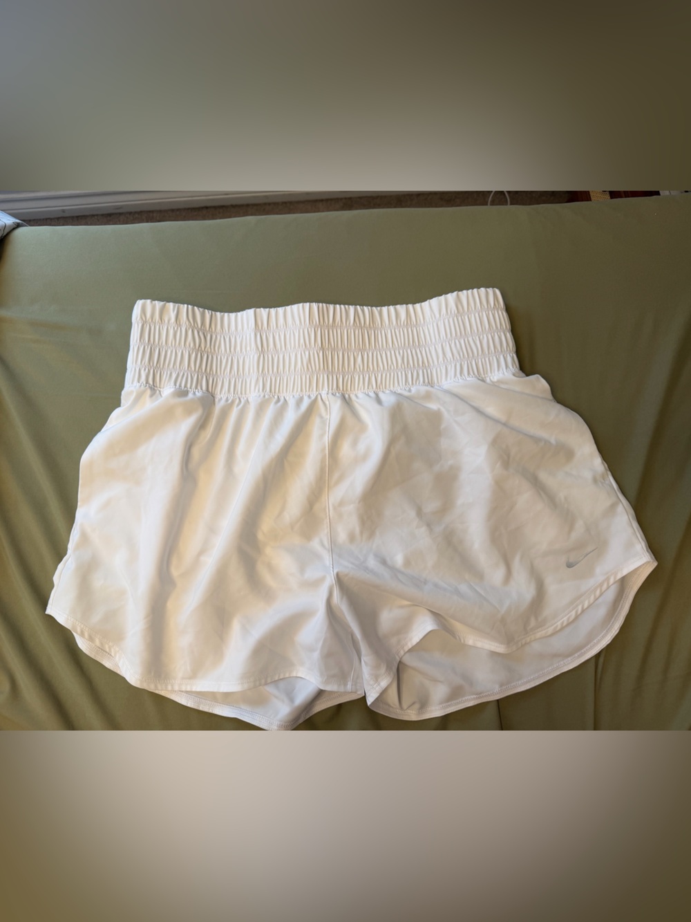 Nike White Women's Athletic Shorts with Smocked Waistband